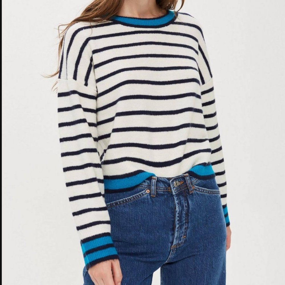 Brave Soul stripe sweater with contrast trim